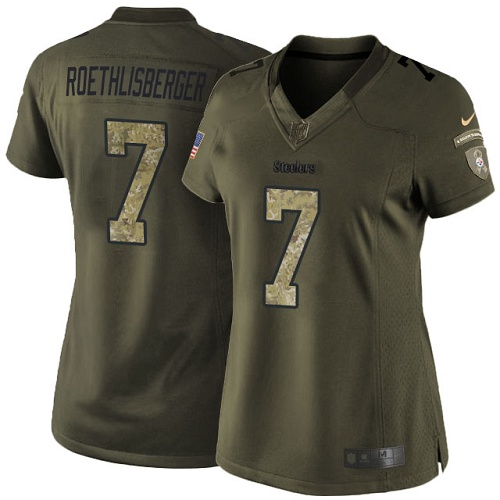 Women's Elite Ben Roethlisberger Nike Jersey Green - #7 Salute to Service NFL Pittsburgh Steelers